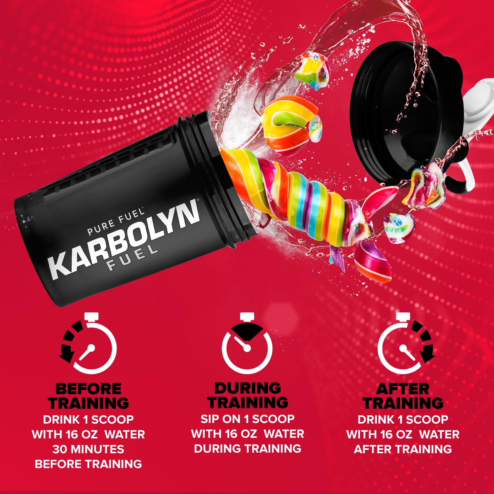 EFX Sports Karbolyn Fuel powder in glass conveying fast-digesting carbs for quick recovery