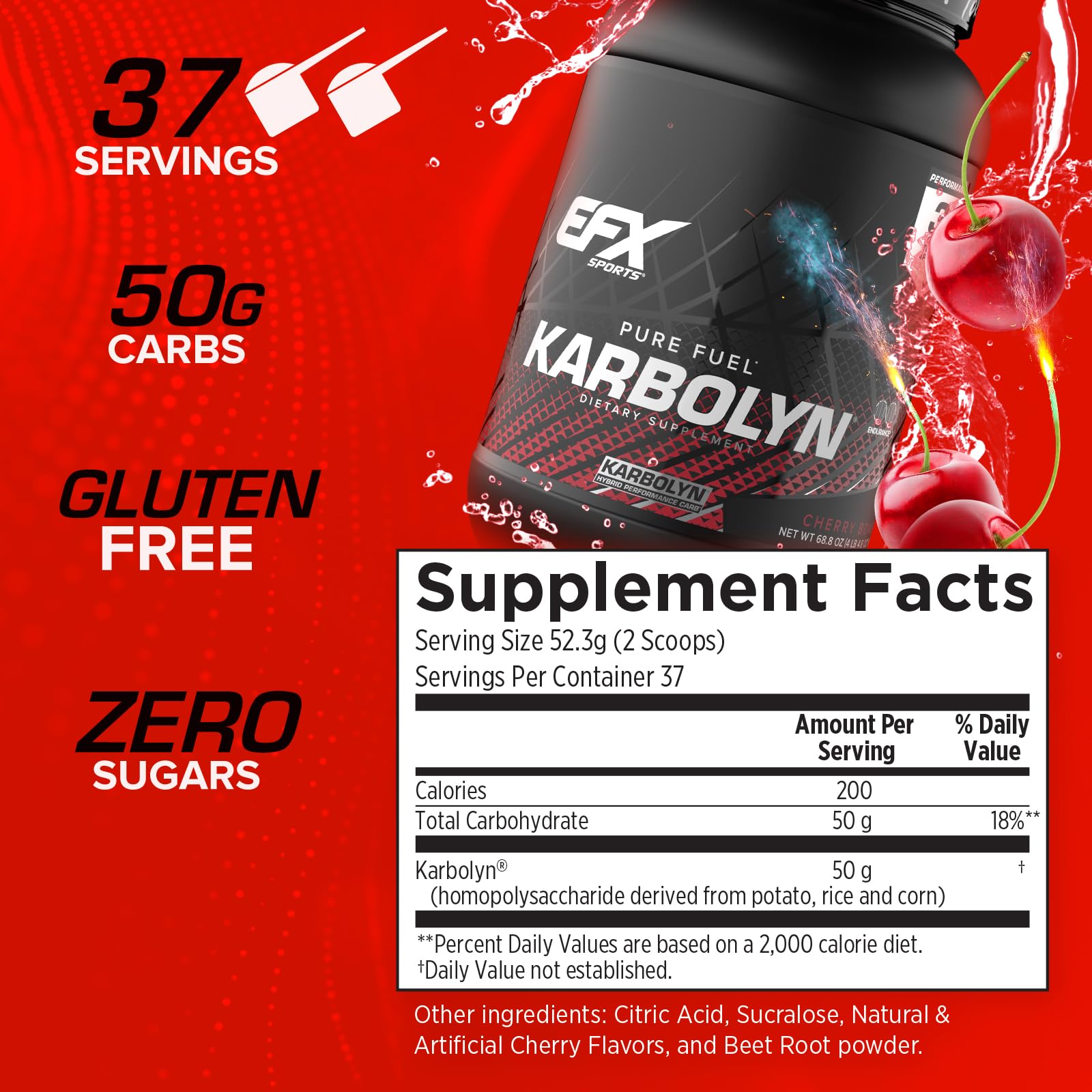 EFX Sports Karbolyn Fuel scoop beside tub for quick carb loading