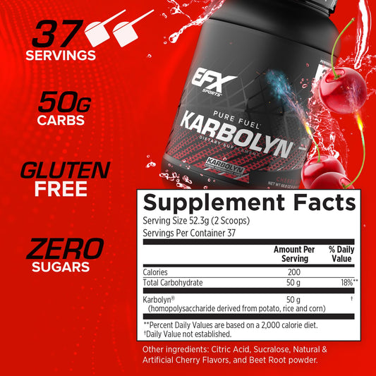 EFX Sports Karbolyn Fuel scoop beside tub for quick carb loading