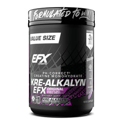 EFX Kre-Alkalyn EFX bottle front label highlights pH-correct creatine for clean workouts.