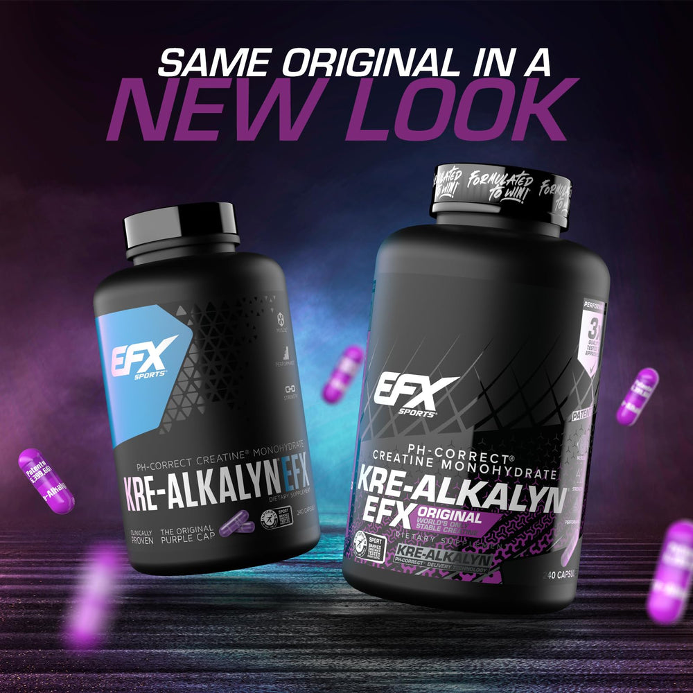 EFX Kre-Alkalyn EFX capsules close-up with precise dosing.