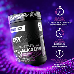 Nutrition facts close-up for Kre-Alkalyn EFX, highlighting serving information.