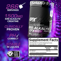 EFX Sports Kre-Alkalyn EFX powder scoop highlights easy dosing and quick blending.