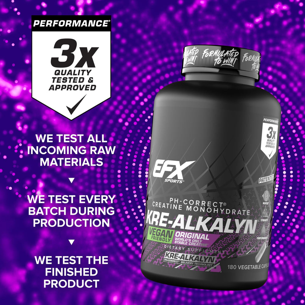 Kre-Alkalyn EFX serving size graphic highlights 90 servings.