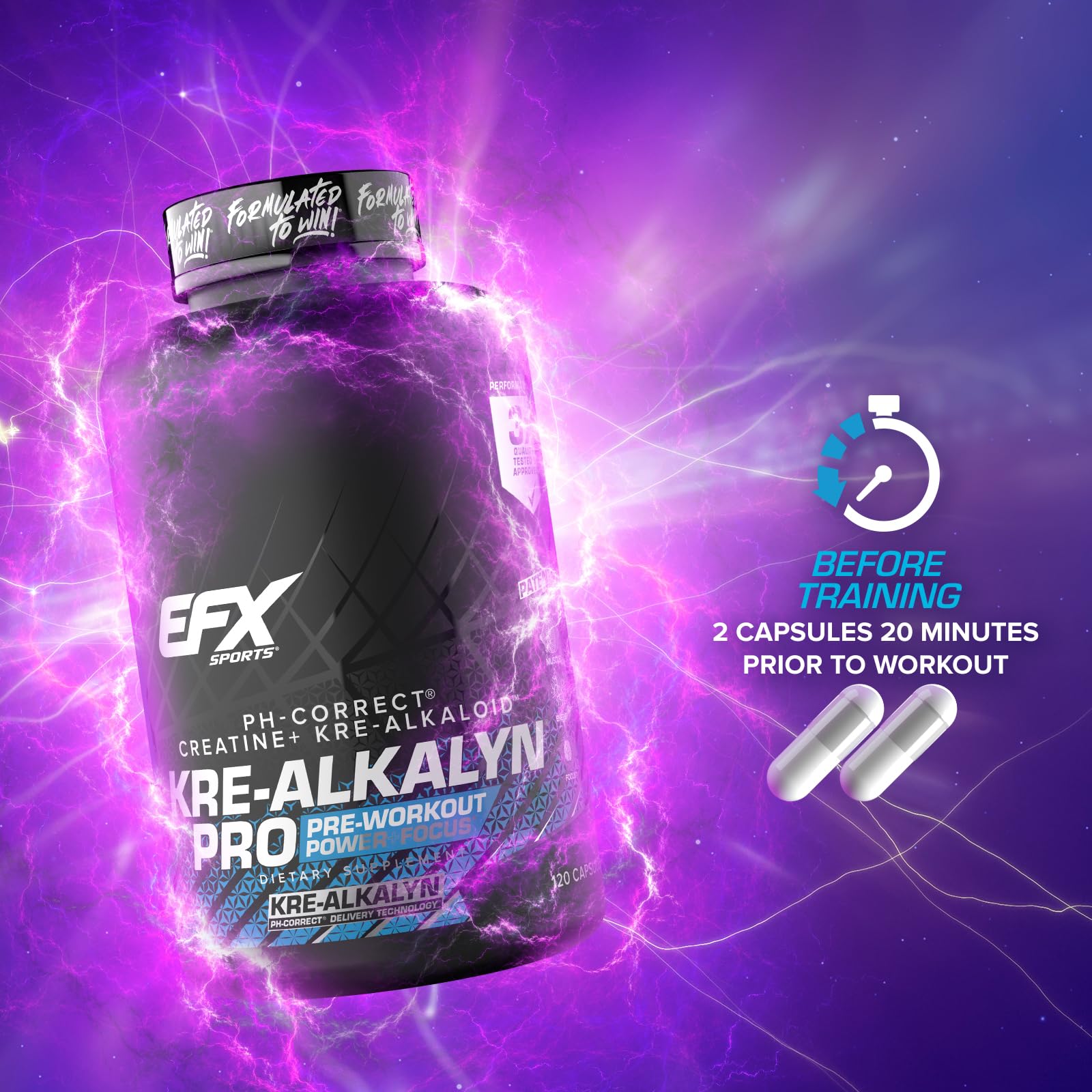 Serving information on Kre-Alkalyn Pro label for accurate dosing.