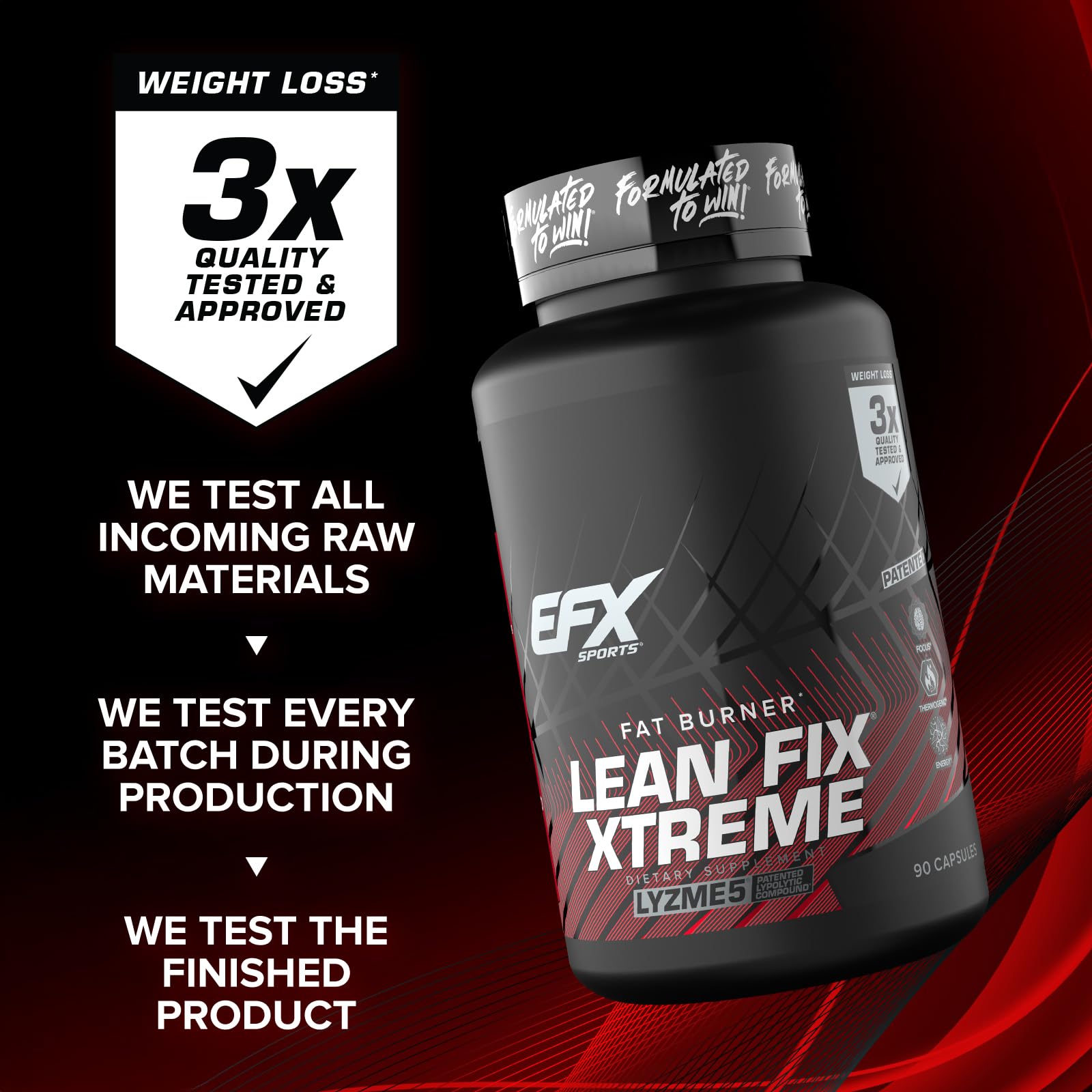 EFX Sports Lean Fix Xtreme ingredients panel illustrates key nutrients