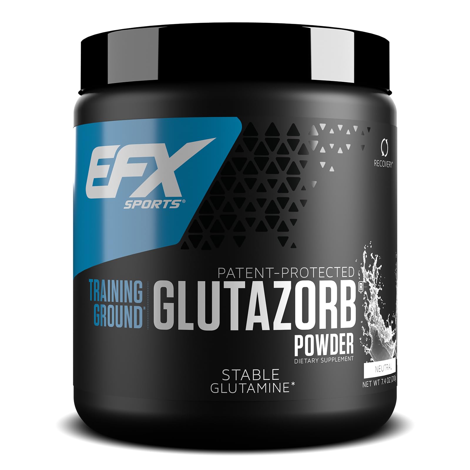 EFX Training Ground Glutazorb bottle on counter, convenient daily use.