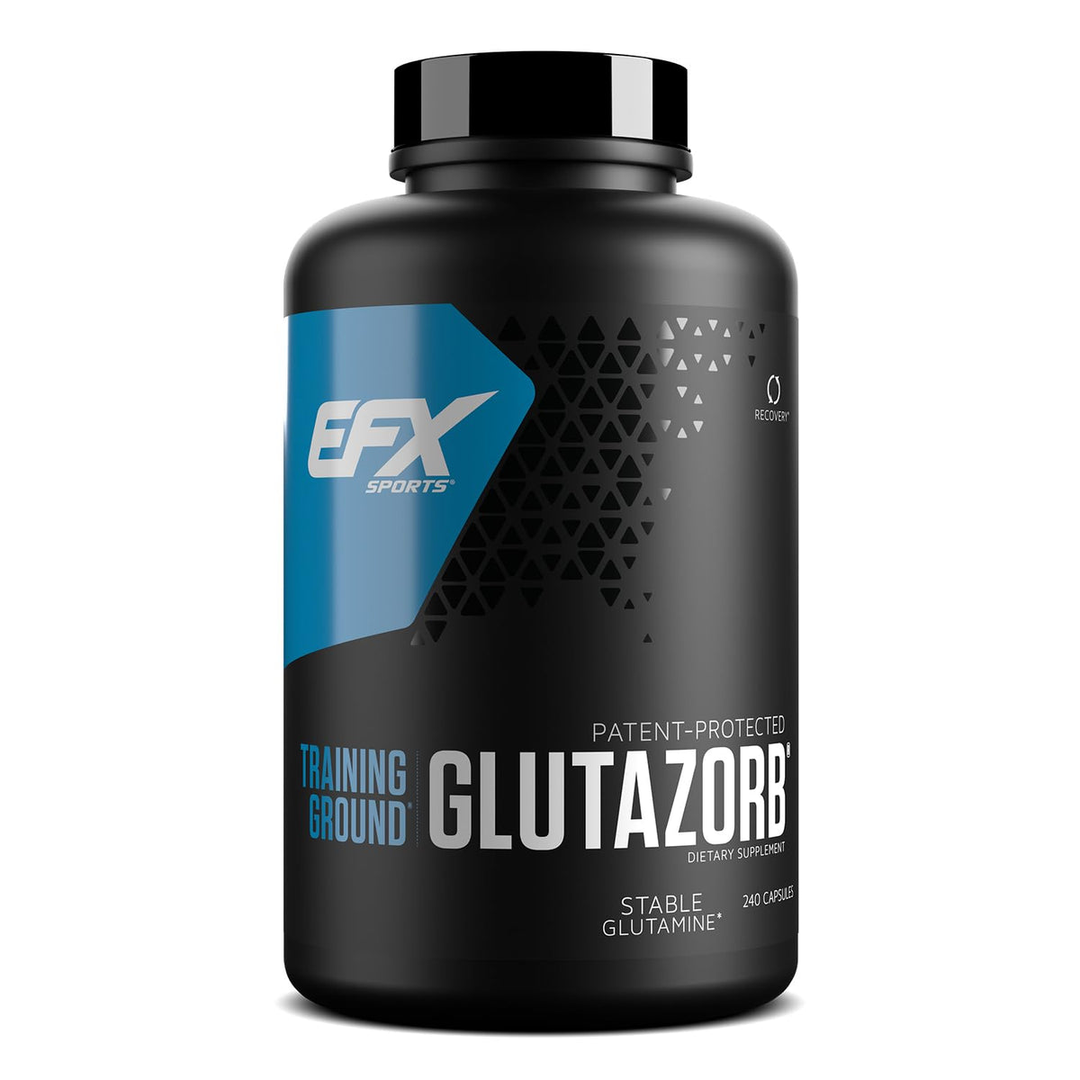 EFX Sports Training Ground Glutazorb caps bottle illustrating vegan, highly concentrated glutamine support for training.