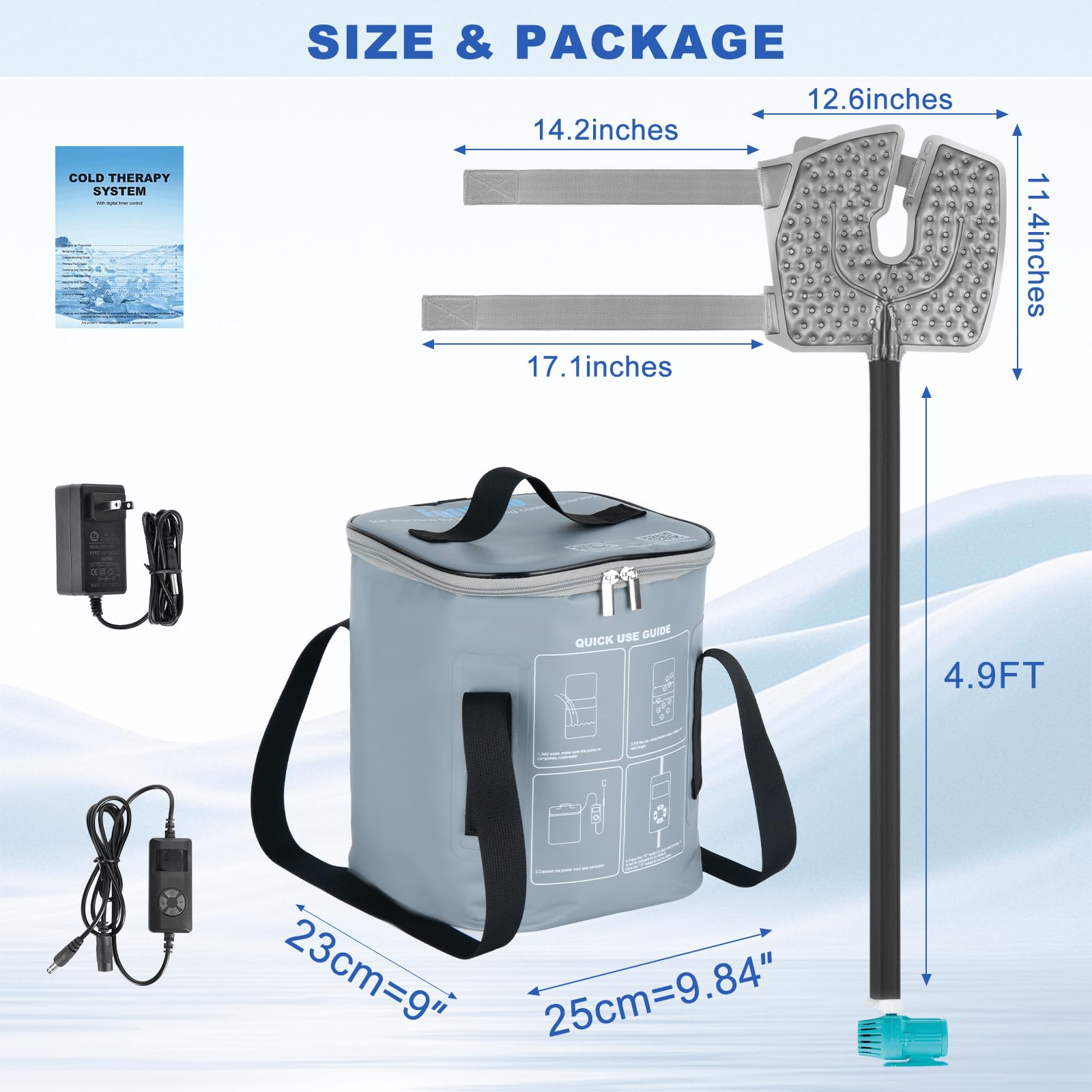 Egfvcbo knee ice machine in use with secure strap