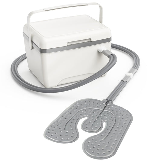 Egfvcbo knee ice-therapy wrap demonstrates targeted cooling for post-surgery relief.