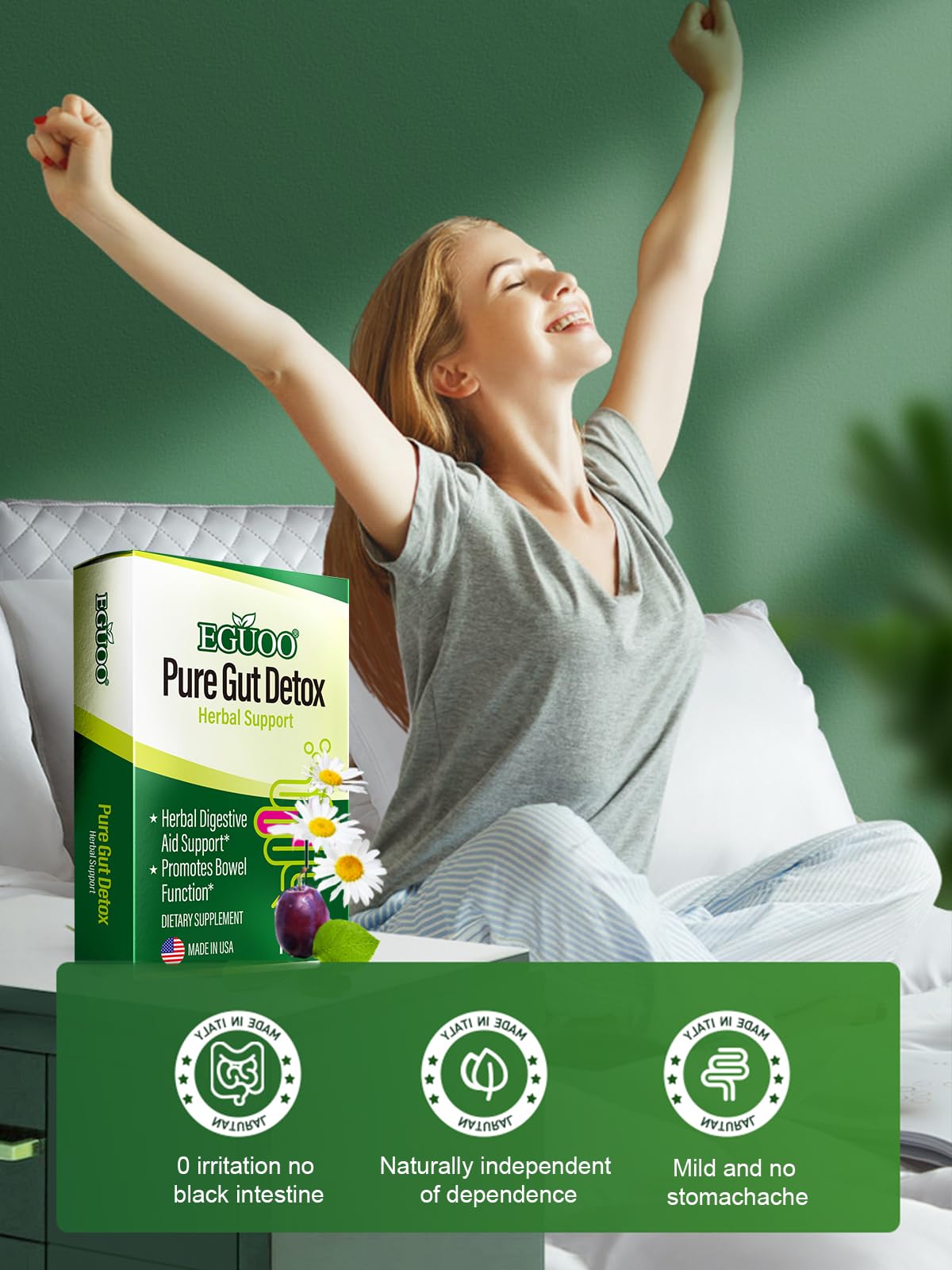 EGUOO Pure Gut Detox supports nutrient absorption after gentle cleansing