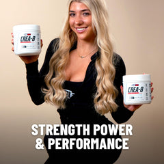 Athlete in training uses CREA-8 for lean muscle development and performance support.