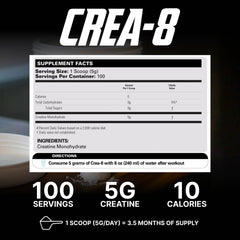 Pouring CREA-8 into a shaker illustrates convenient pre- or post-workout use.