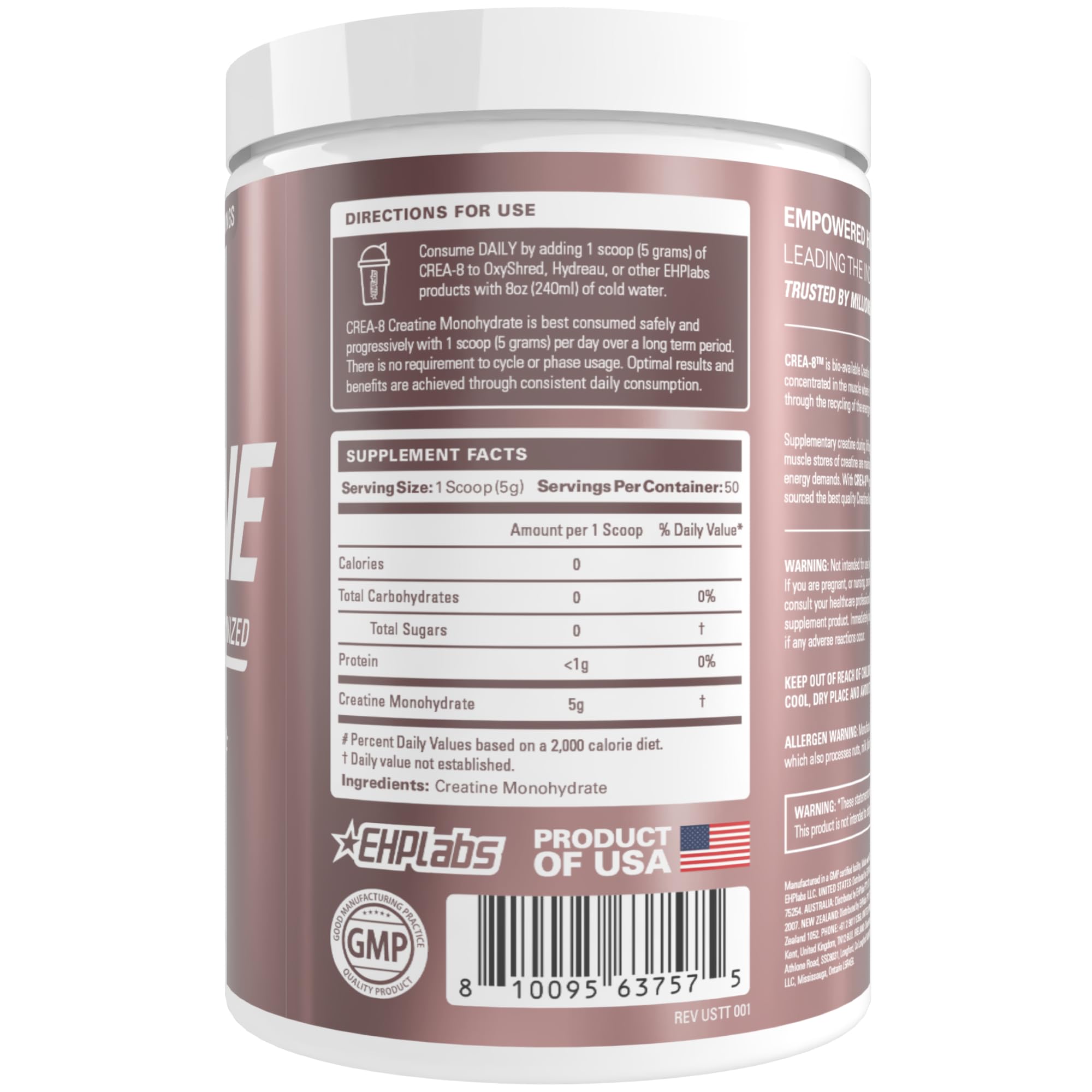 Quality assurance seal and lab testing on CREA-8 label