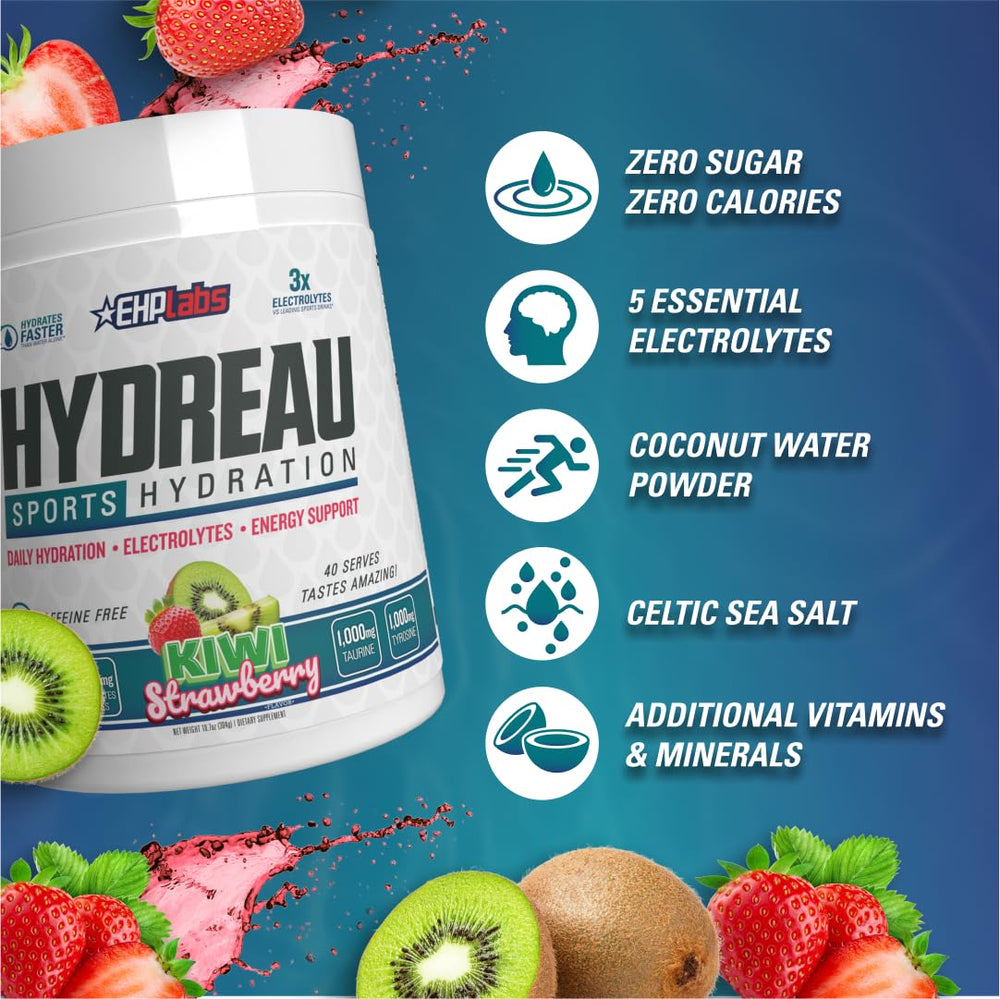 Hydreau glass showing kiwi strawberry mix for refreshing hydration