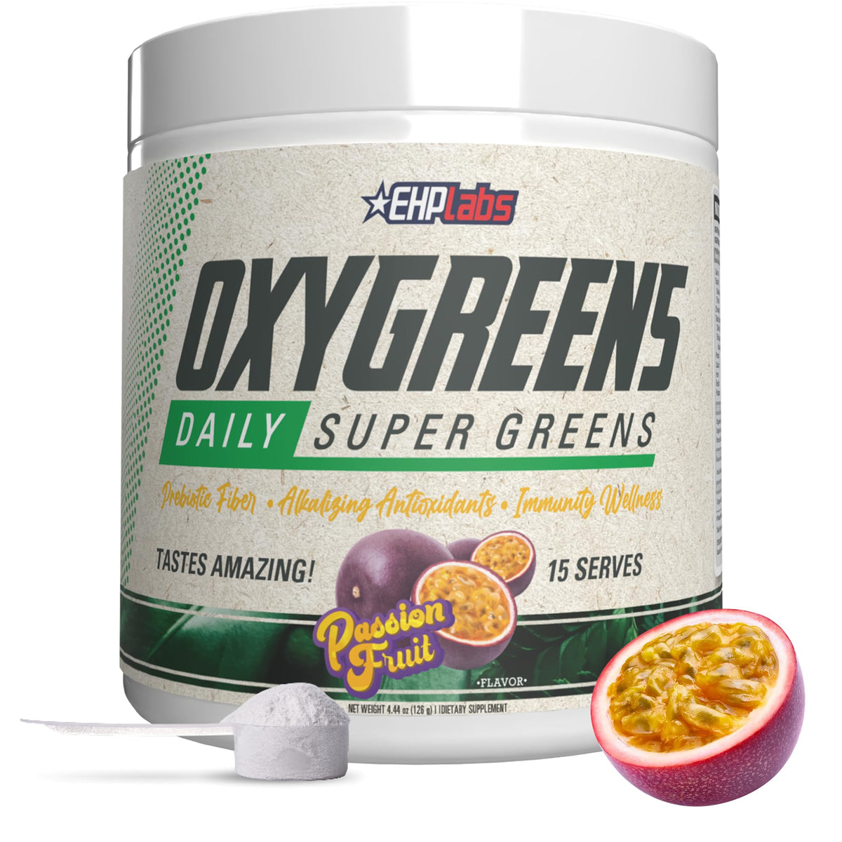 EHP Labs OxyGreens bottle front view for daily greens nutrition