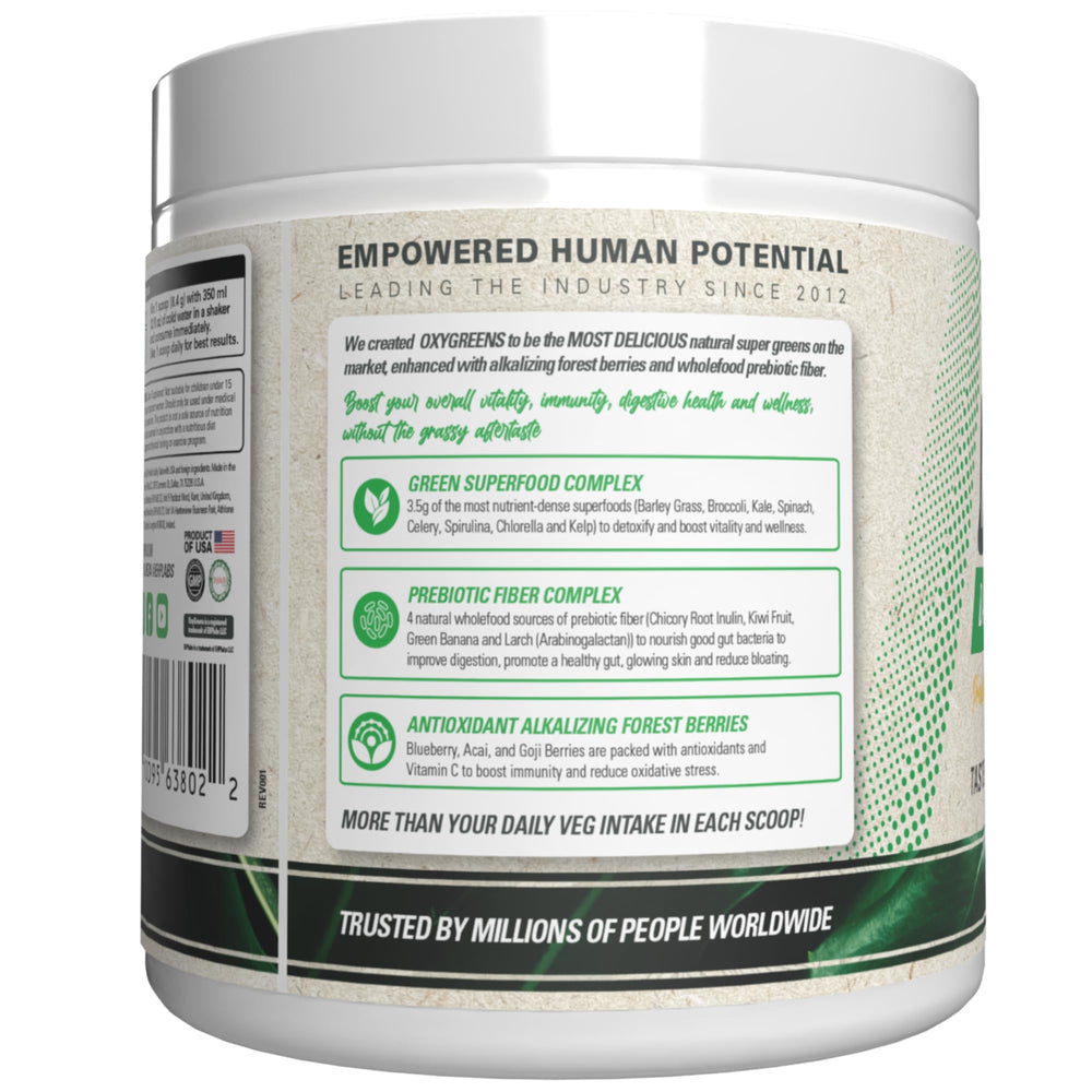 OxyGreens powder on kitchen counter ready to elevate your routine