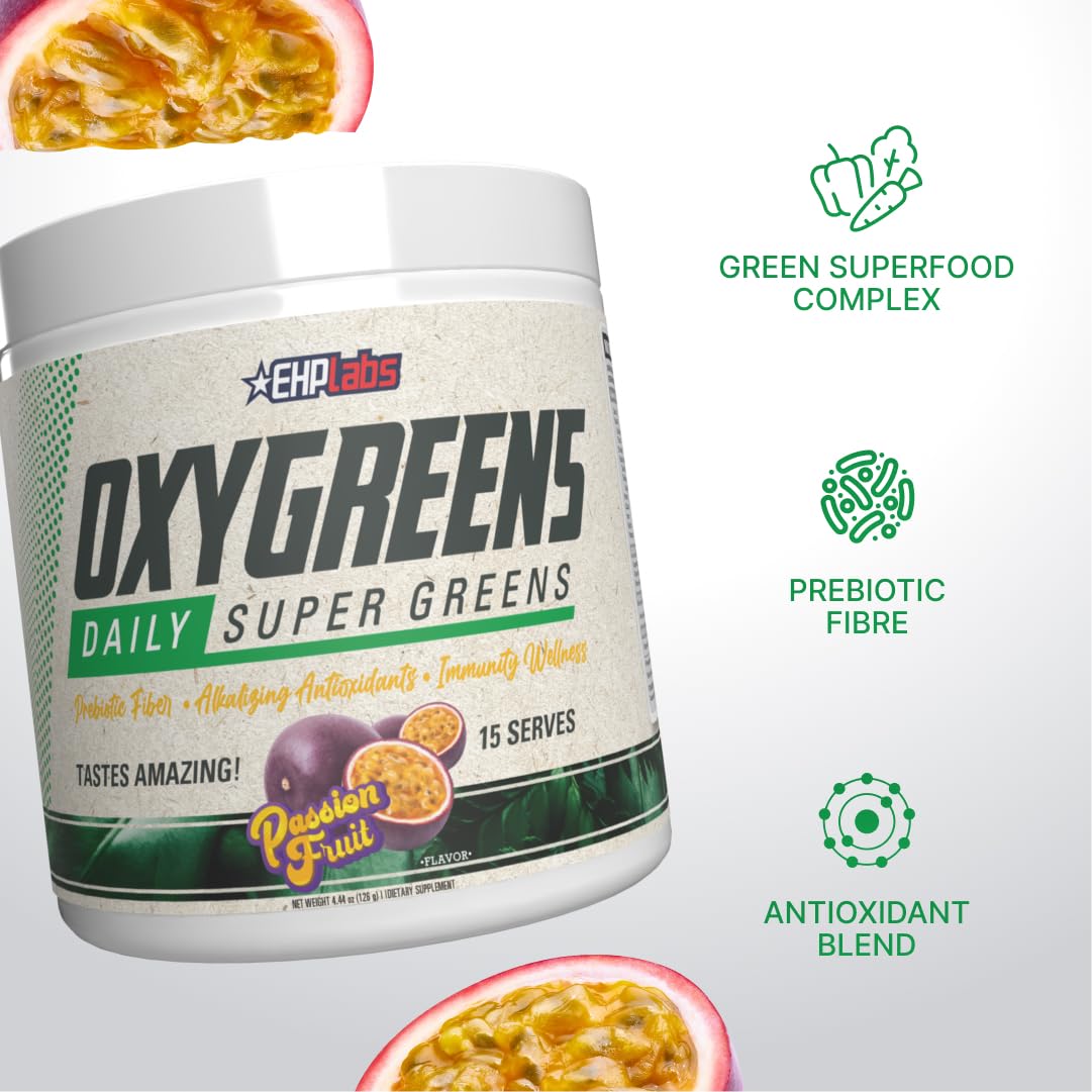 OxyGreens powder features spirulina and chlorella, antioxidant-rich greens