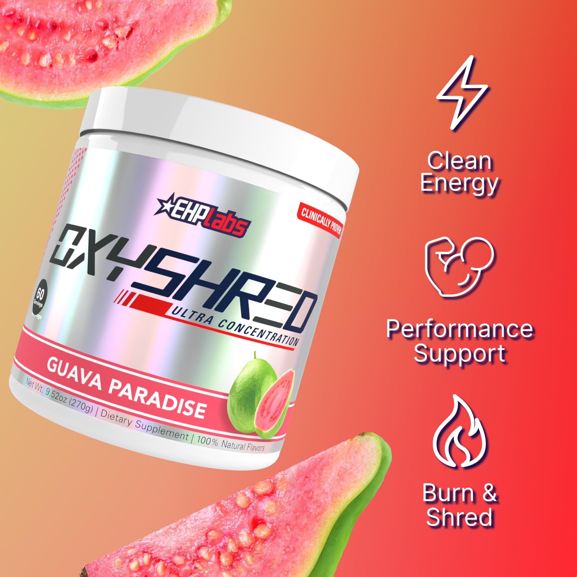OxyShred Guava Paradise scoop shows a convenient serving for training sessions.