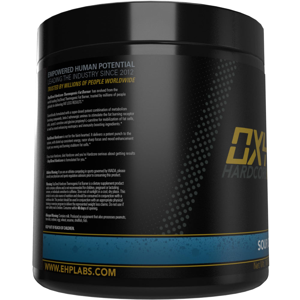 OxyShred Hardcore Sour Crawlies flavor hints at tangy energy.