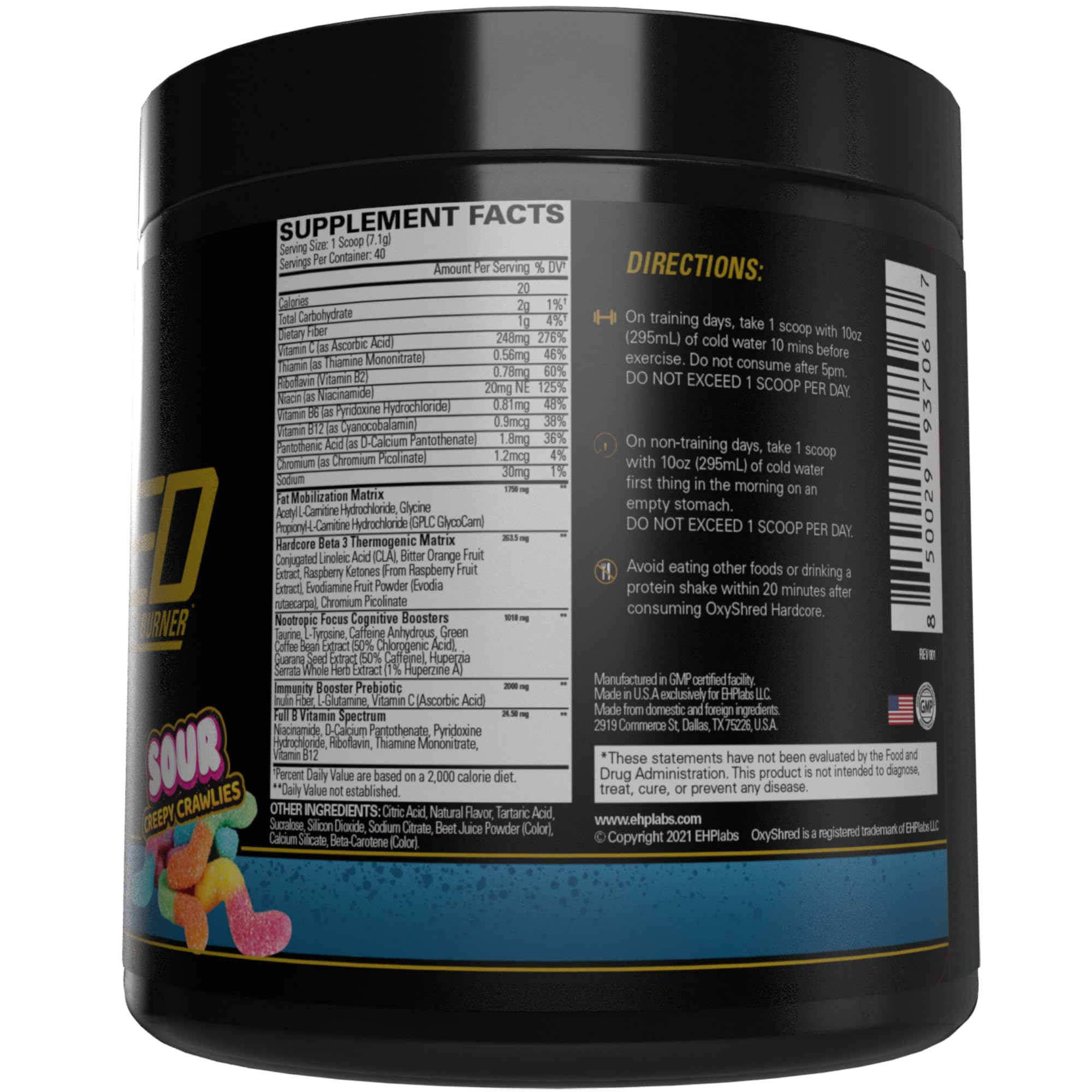 OxyShred Hardcore serving setup prepared in 9 oz water.