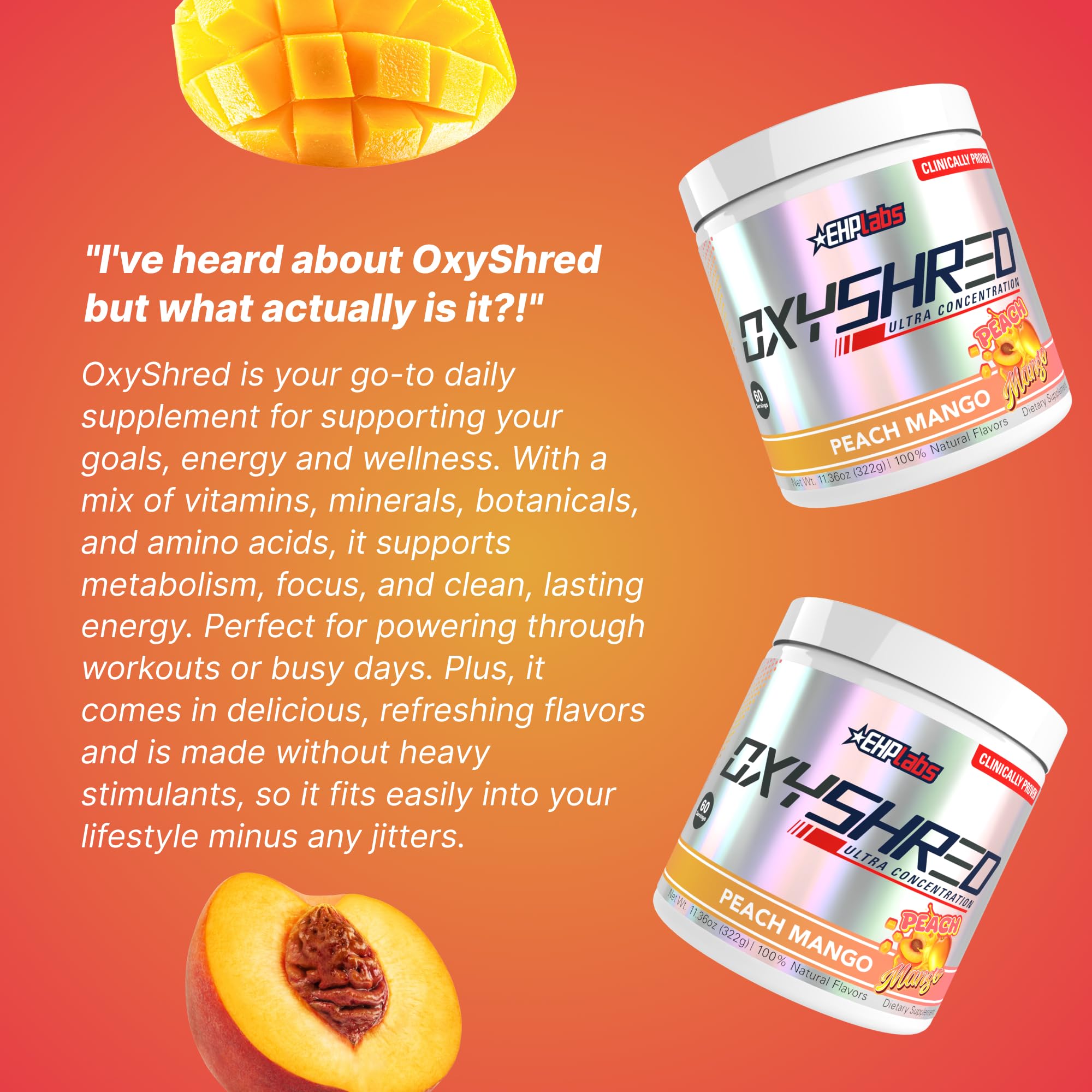 Close-up of the OxyShred label highlighting quality ingredients.