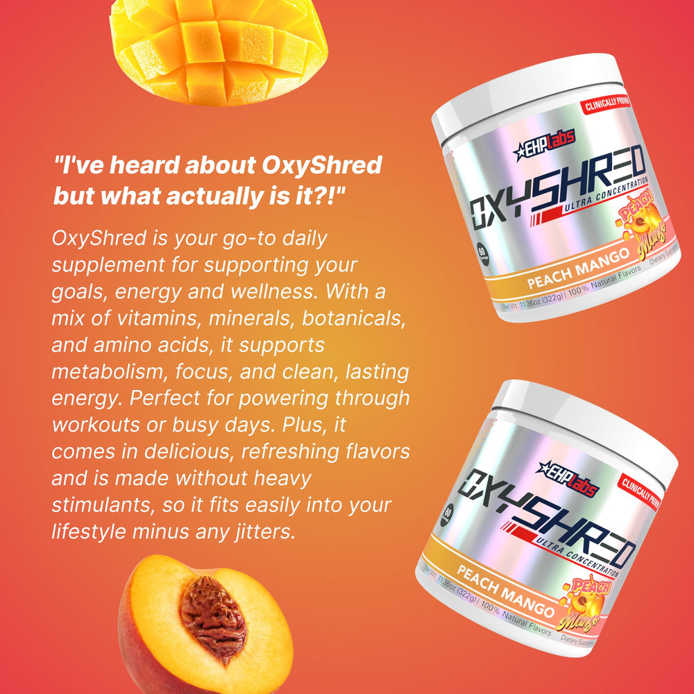 Close-up of the OxyShred label highlighting quality ingredients.