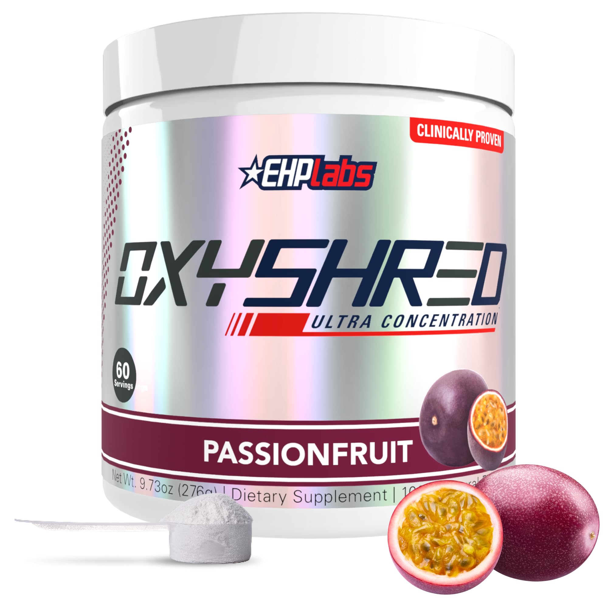 EHP Labs OxyShred passionfruit bottle energizing workouts