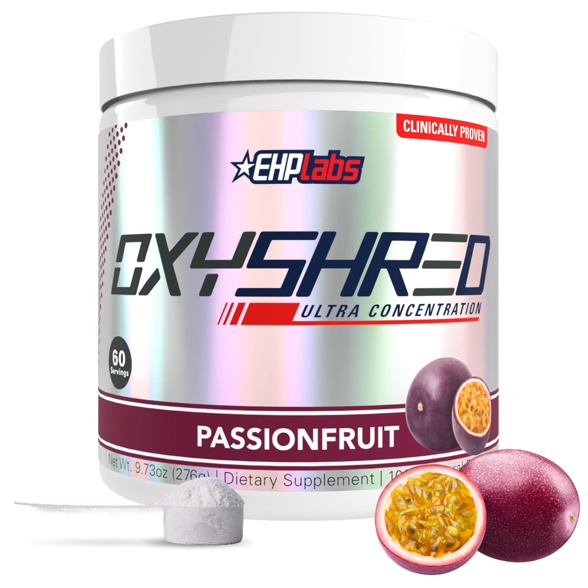 EHP Labs OxyShred passionfruit bottle energizing workouts