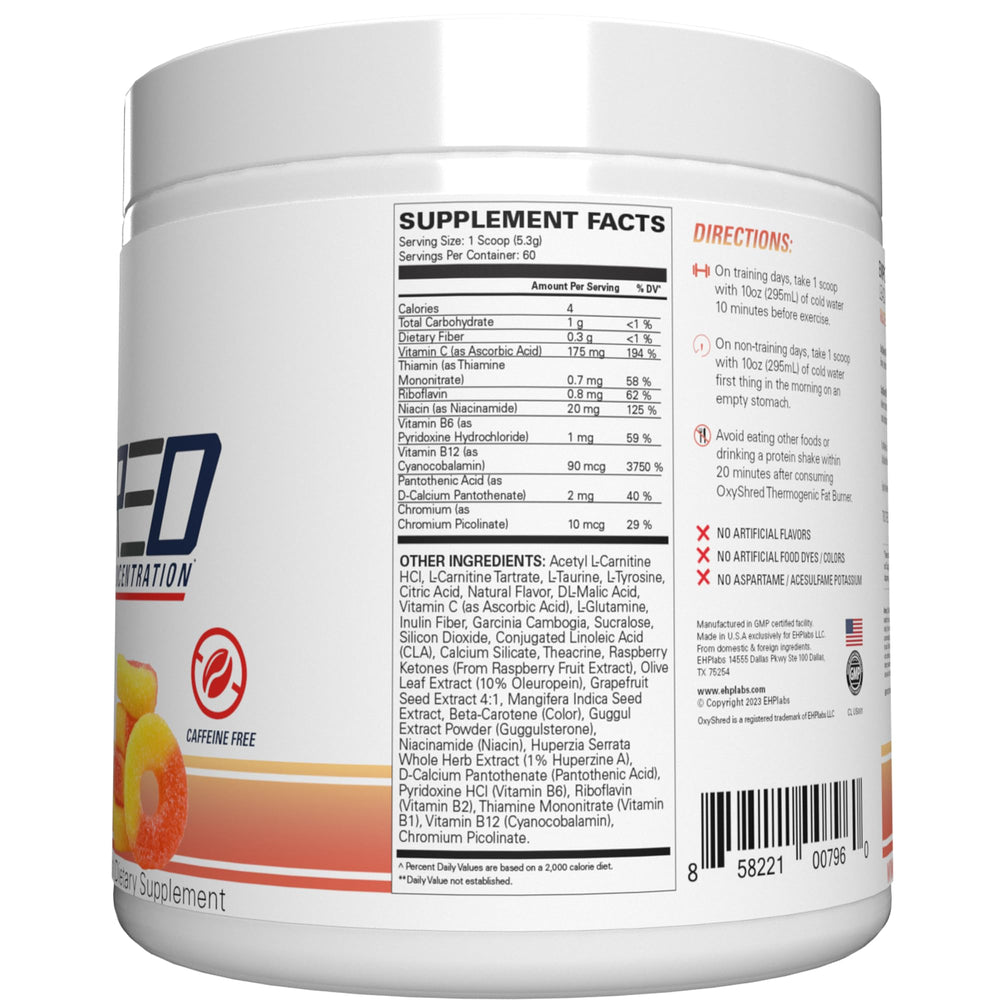 EHP Labs OxyShred Peach mixer ready to prepare before training.