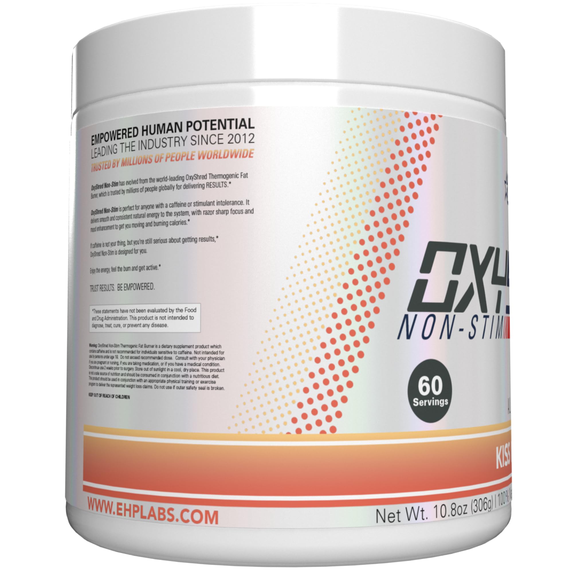 EHP Labs OxyShred Peach seal and packaging signals quality assurance.