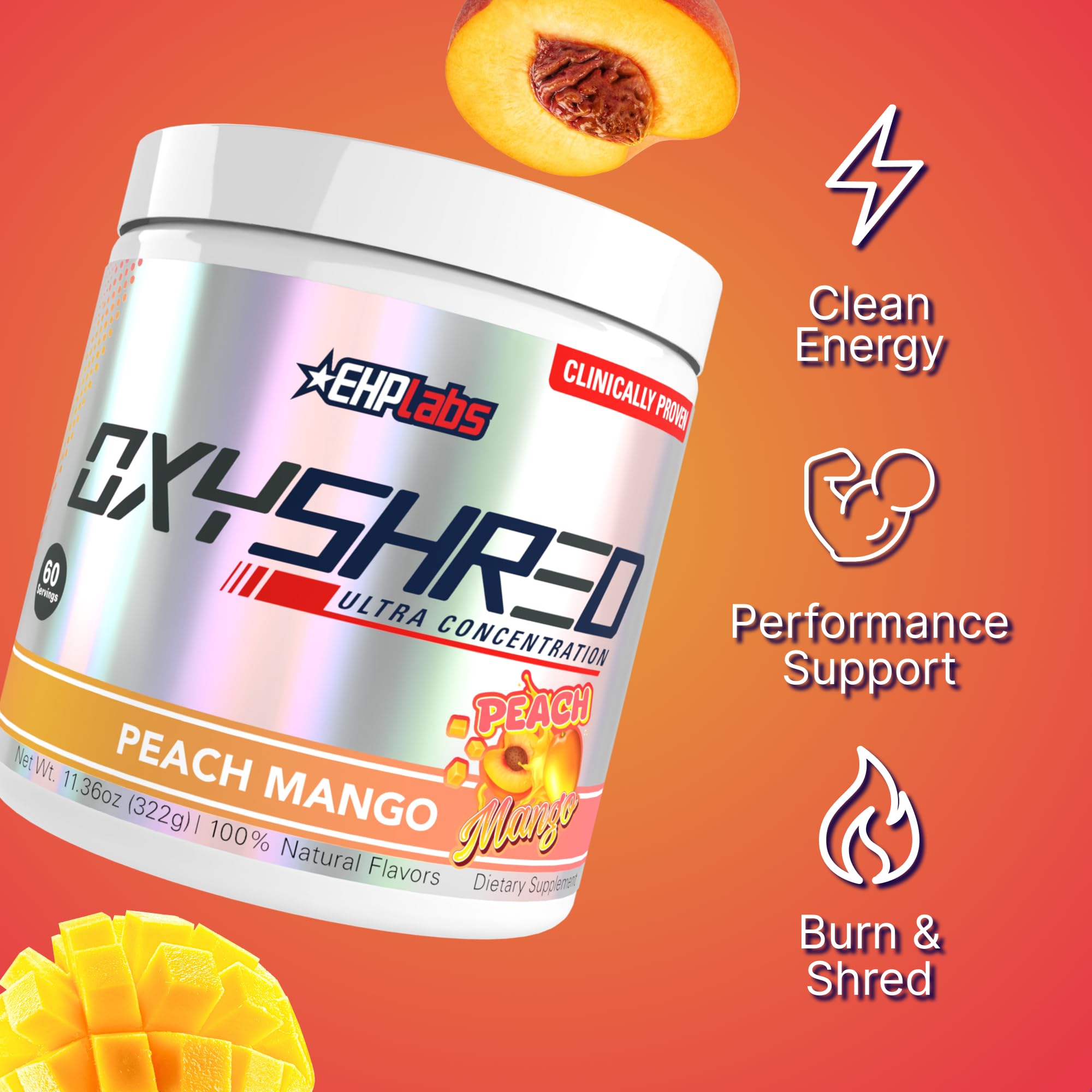 Scoop with powder for precise, easy serving of the OxyShred formula.