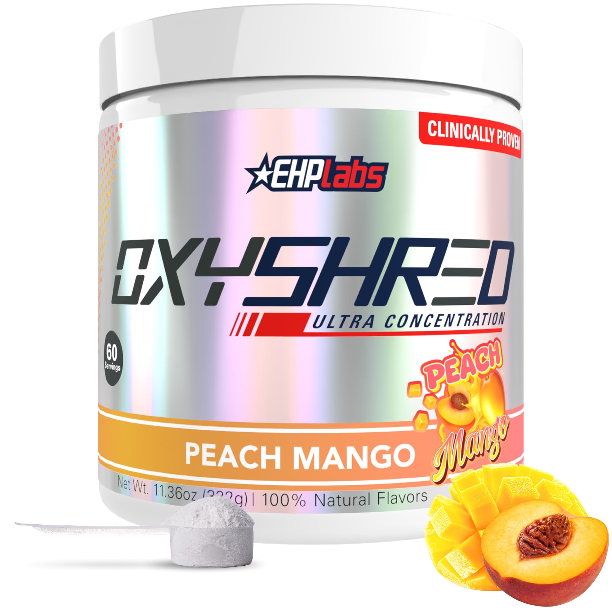 EHP Labs OxyShred pre-workout powder tub ready to fuel training sessions.