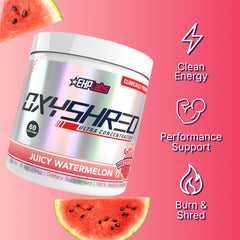 OxyShred label highlighting green coffee bean extract for natural energy
