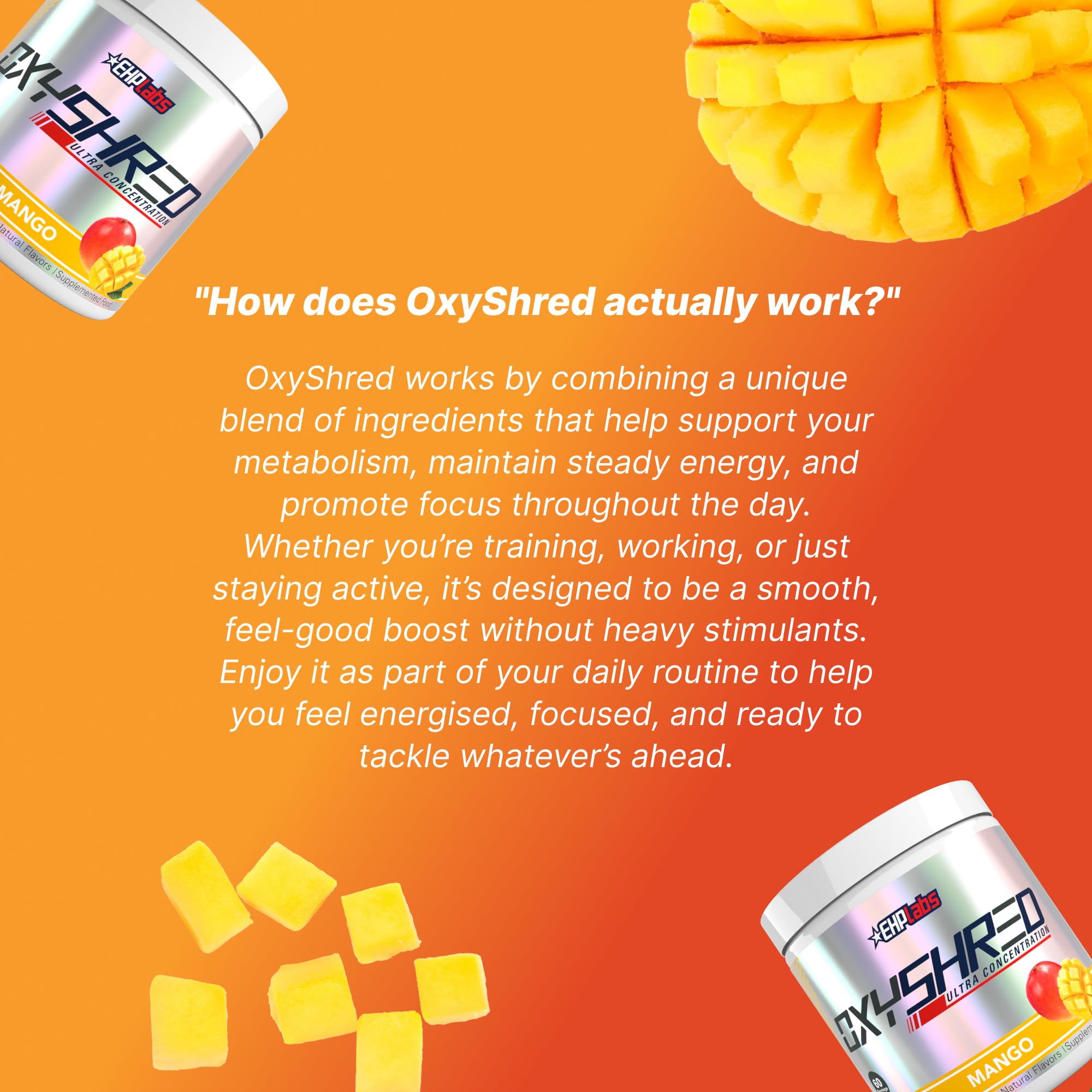 EHP Labs OxyShred ingredients closeup featuring L Glutamine and Acetyl L Carnitine