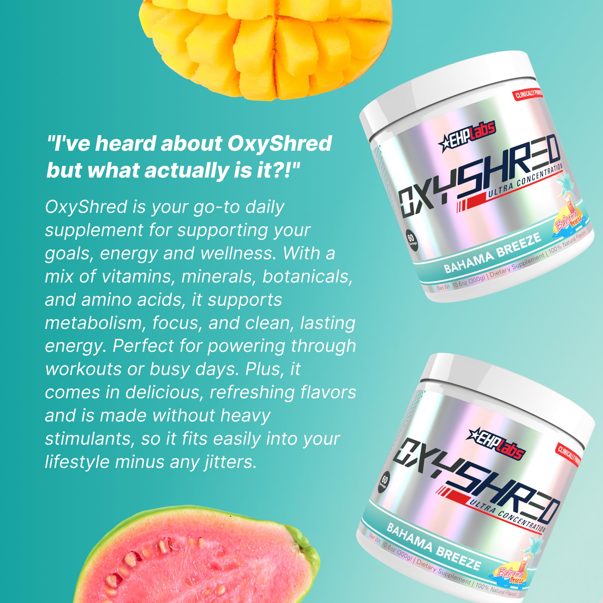 OxyShred nutrition label highlights premium ingredients for daily energy.