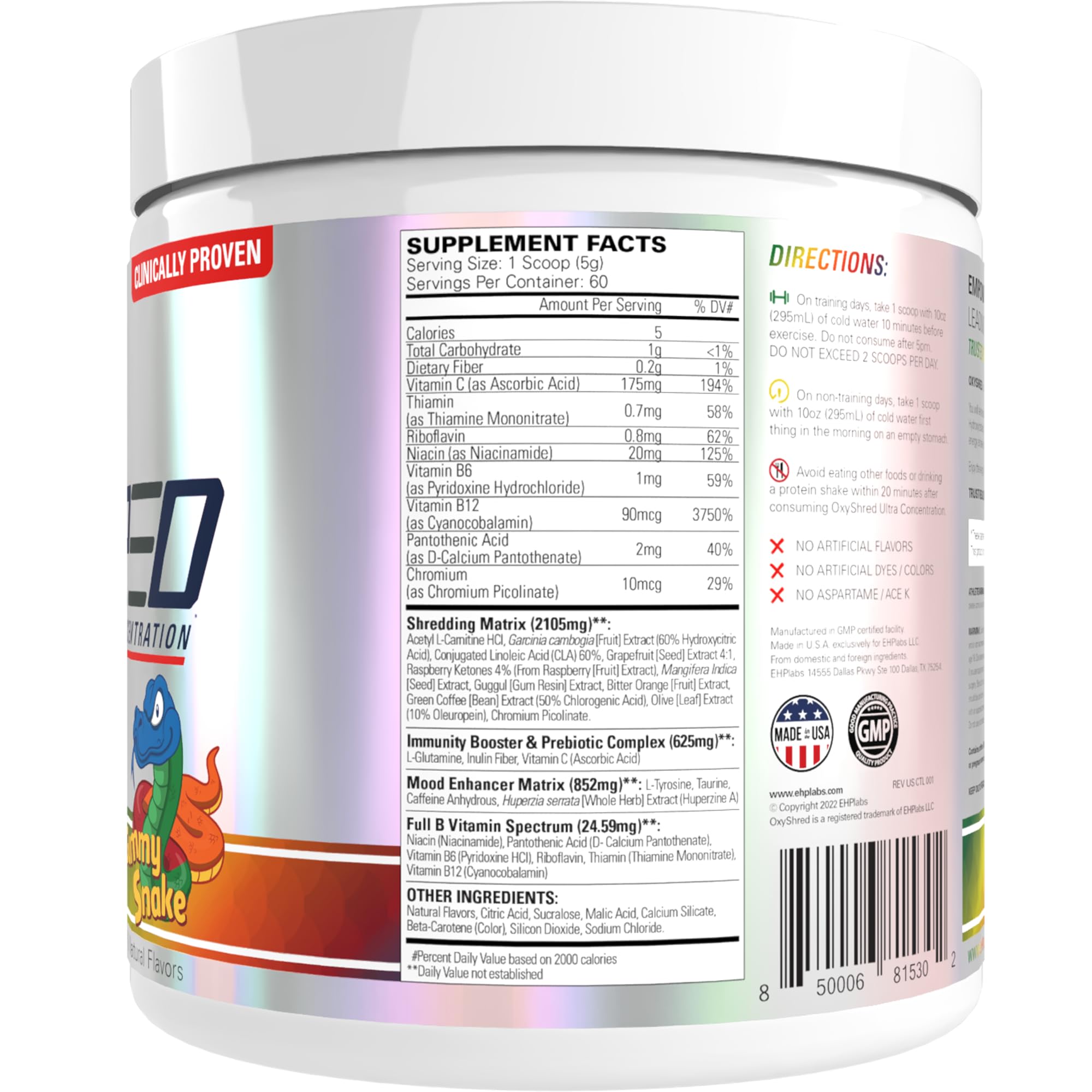 EHP Labs OxyShred gummy snake setup ready for a workout session.