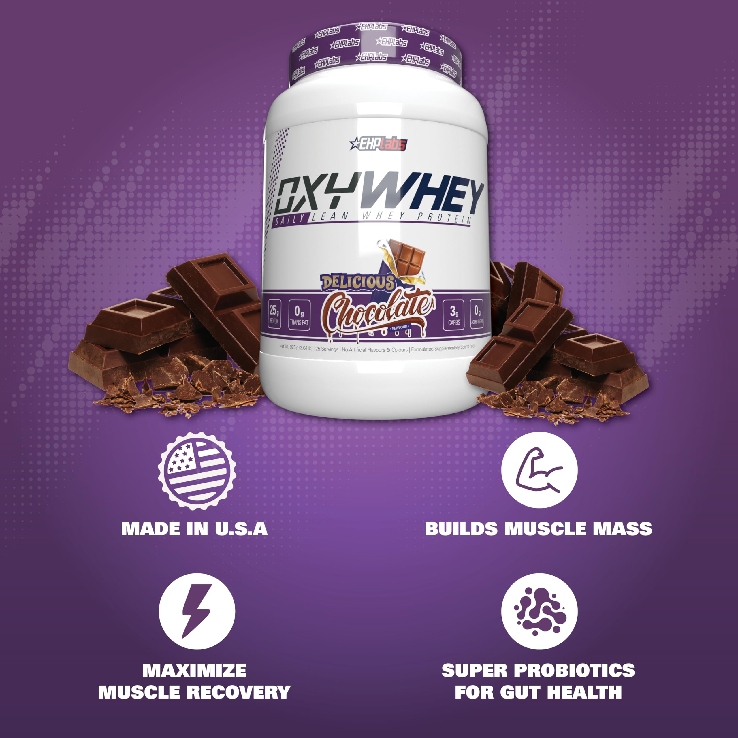 Glass with OxyWhey chocolate shake, creamy and ready to enjoy.