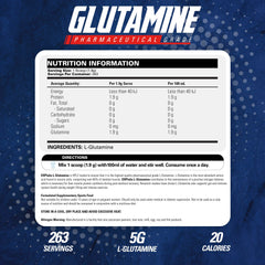 EHP Labs L-Glutamine powder scoop dispensing the serving for recovery-friendly nutrition.