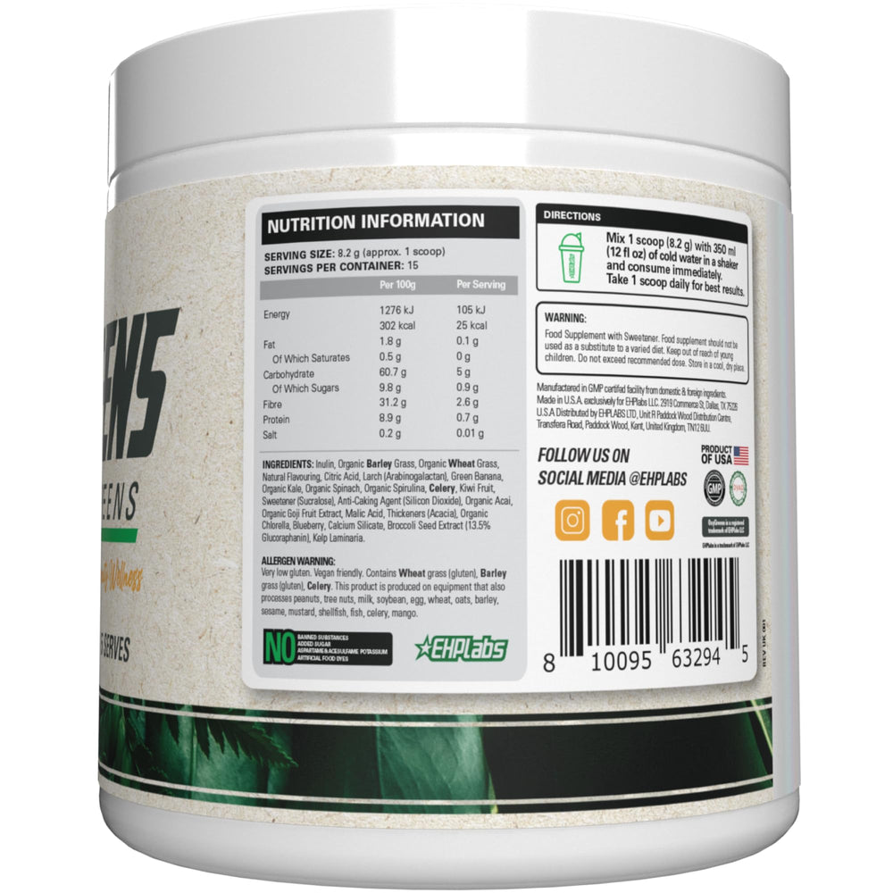 OxyGreens pineapple-flavored powder fizzing in water.