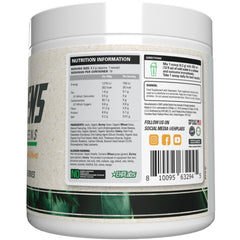OxyGreens pineapple-flavored powder fizzing in water.