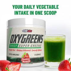 Ingredient close-up of spirulina and chlorella with antioxidant-rich greens