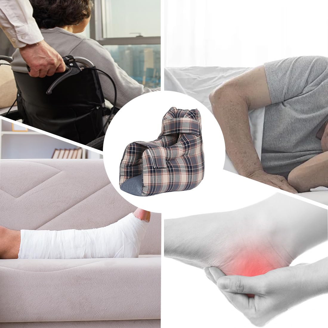 Ehucon heel protector used while bedridden to protect heels and promote comfort.