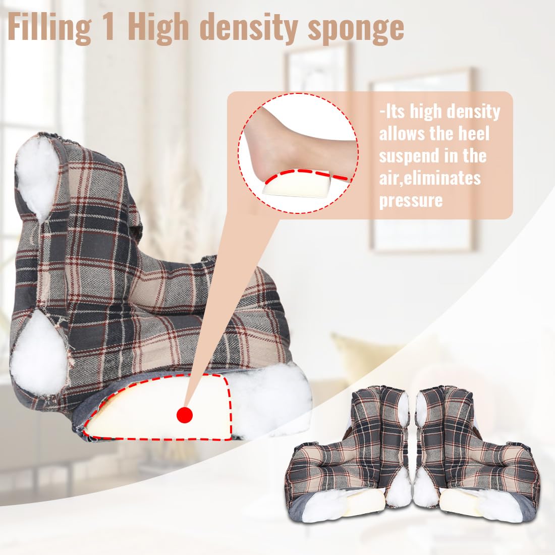 Ehucon heel protector shows two adjustable velcro straps for secure fit.