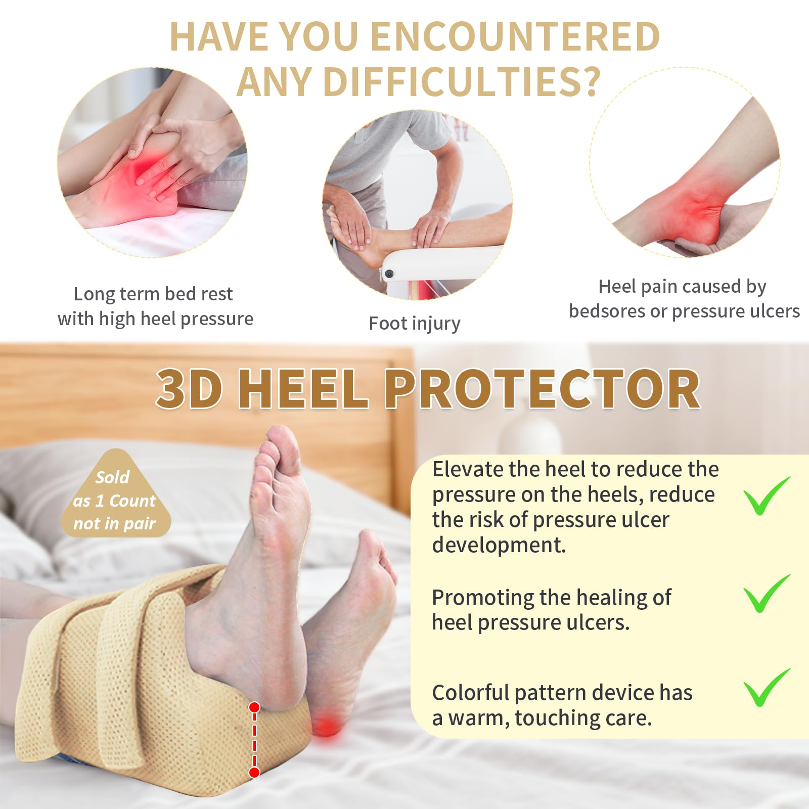 EHUCONGAITB heel protector open-air design keeps the foot secure with an elastic strap.