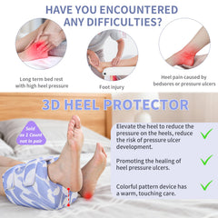 The EHUCONGAITB heel protector shows pressure relief and ankle elevation.