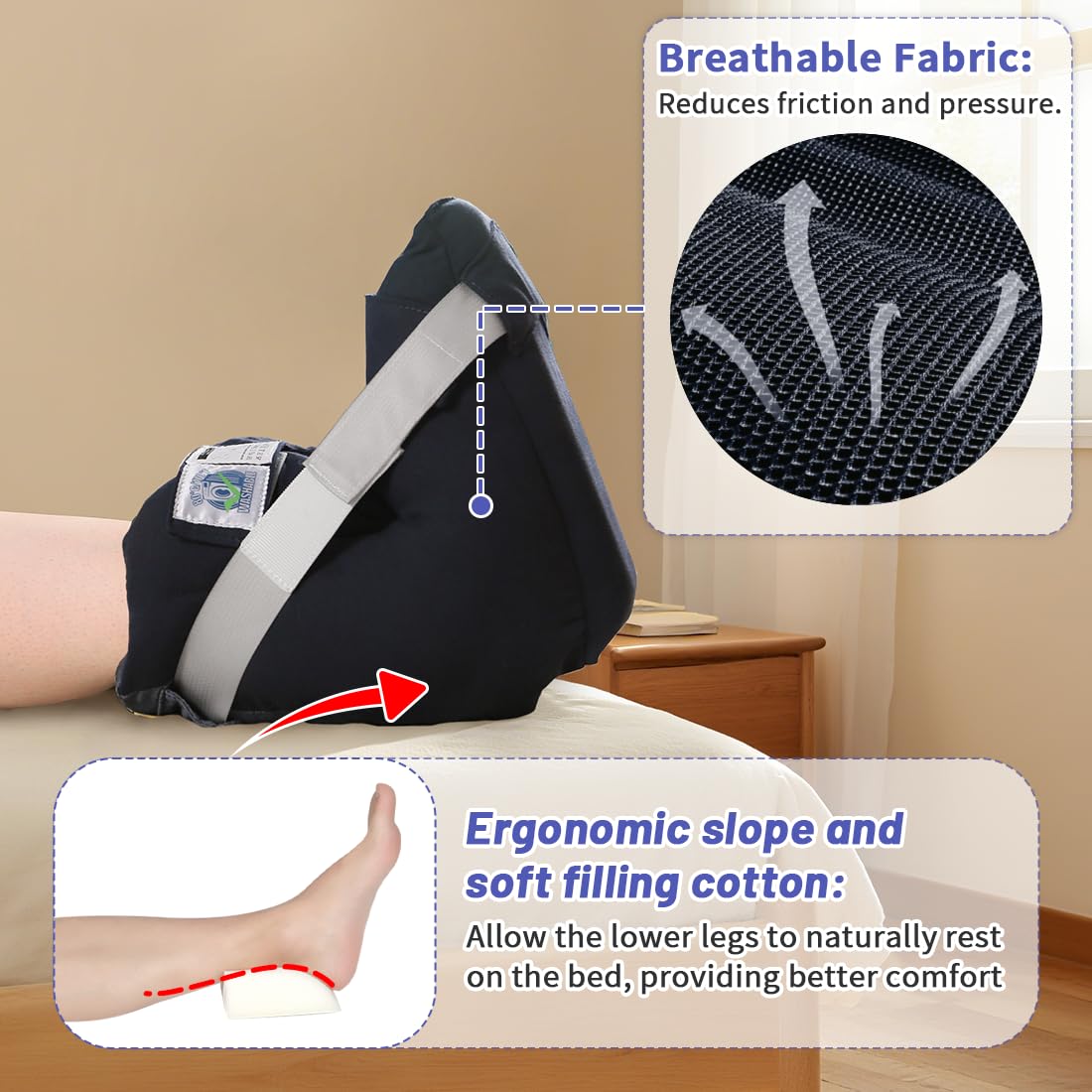 EHUELDER foot drop heel protector navy-blue color for discreet wear