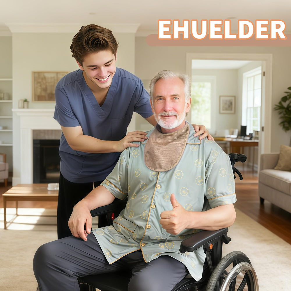 EHUELDER tracheostomy cover close-up shows 3-layer filter improving airflow.