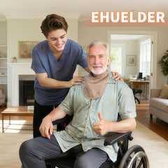 EHUELDER tracheostomy cover close-up shows 3-layer filter improving airflow.