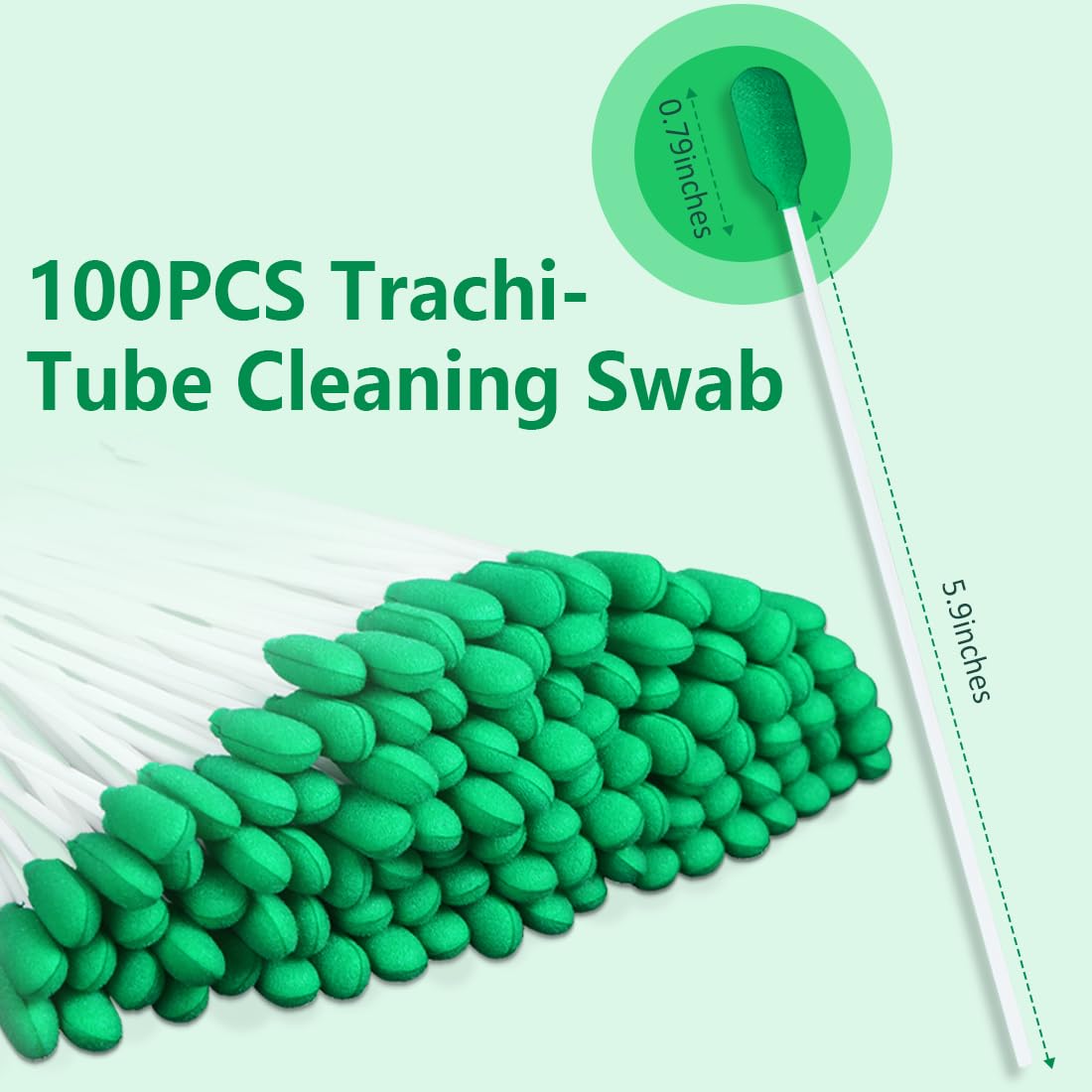 Soft foam tip and absorbent sponge remove moisture from tracheostomy tubes